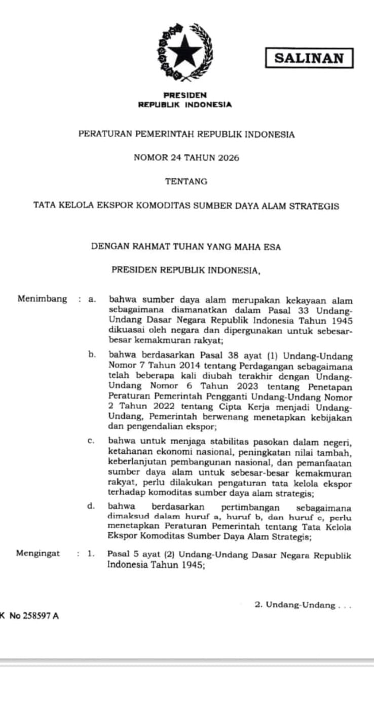Berikut Isi PP Terkait BUMN Ekspor