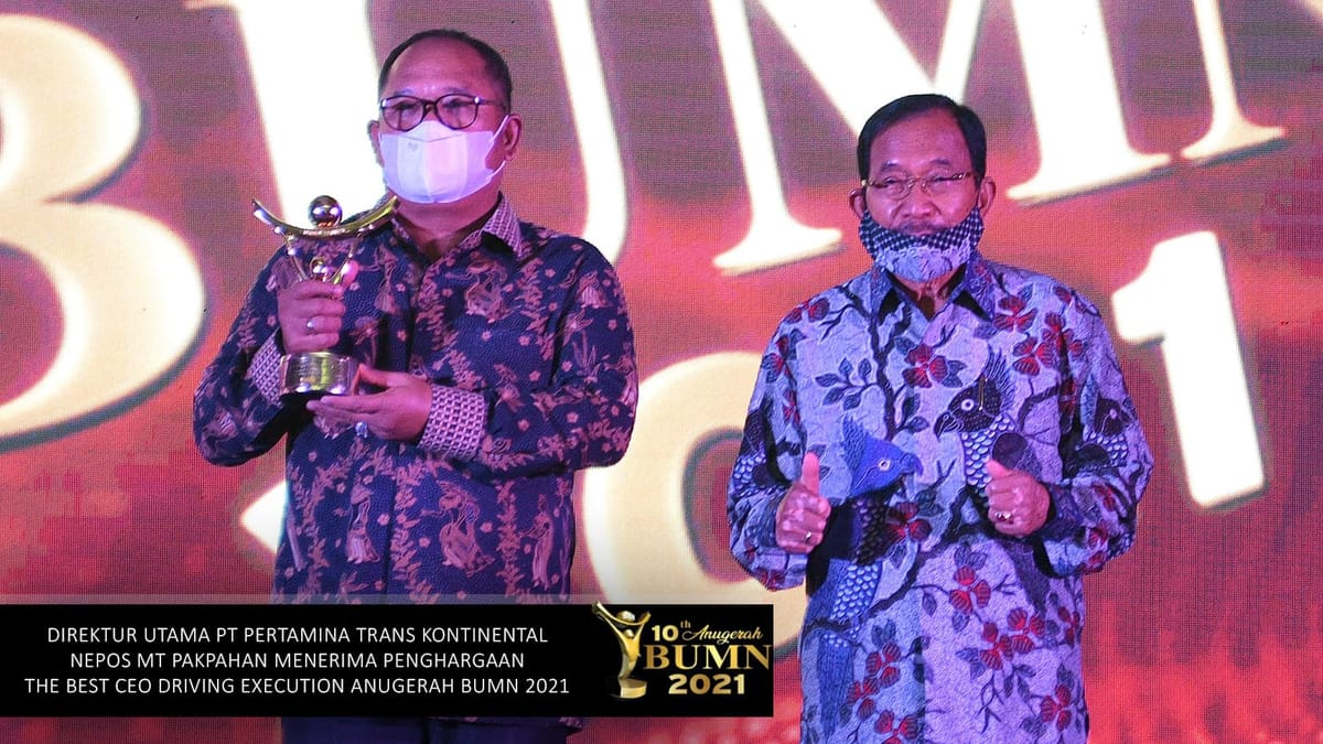Di Ajang Anugerah BUMN 2021, Pertamina Trans Kontinental Sabet Dua Penghargaan