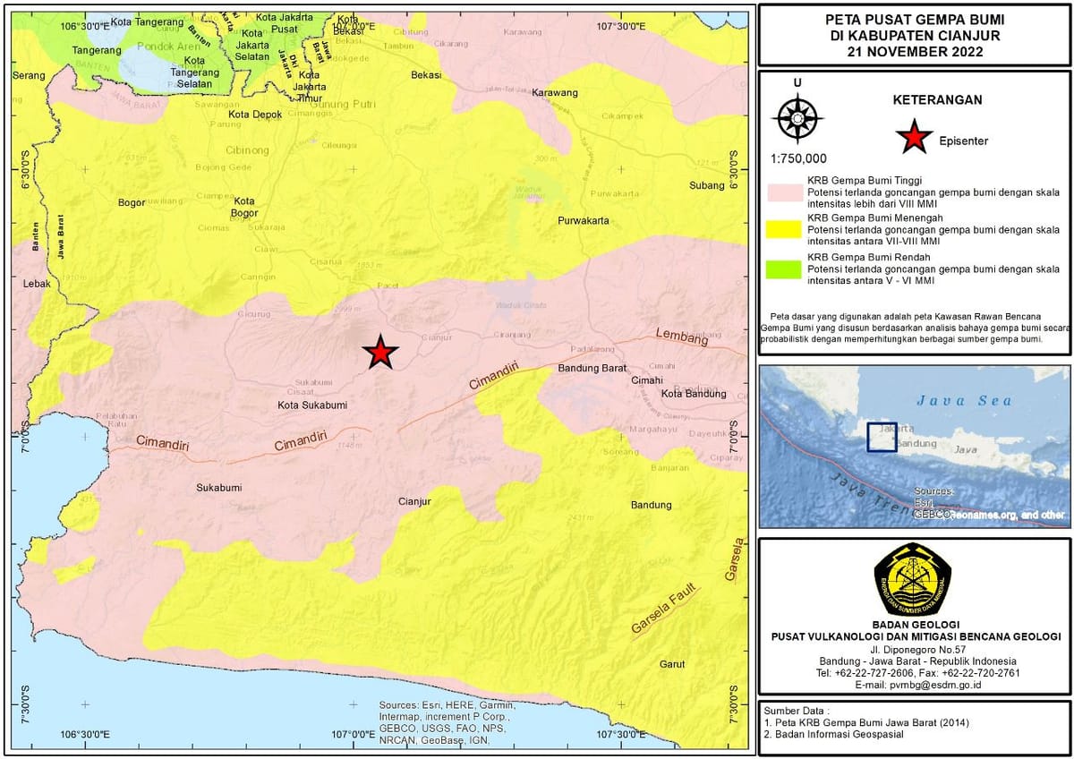 Gempa M5,6 Guncang Cianjur, Badan Geologi Kirim Tim Tanggap Darurat