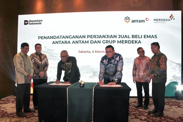 MDKA-EMAS Teken GSPA dengan ANTAM, Serap 200 Ribu Ounces Emas Domestik per Tahun