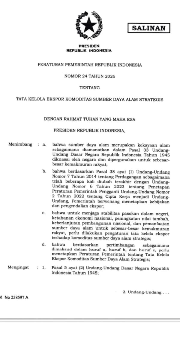 Berikut Isi PP Terkait BUMN Ekspor